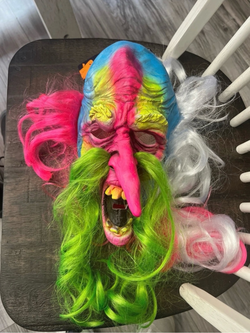 Neon Witch Mask with Green Beard